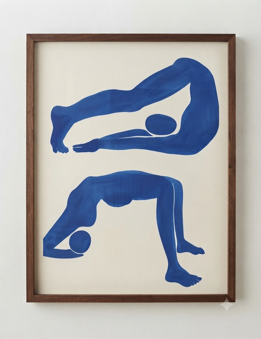 Contemporary Blue Abstract Figurative Wall Art Poster