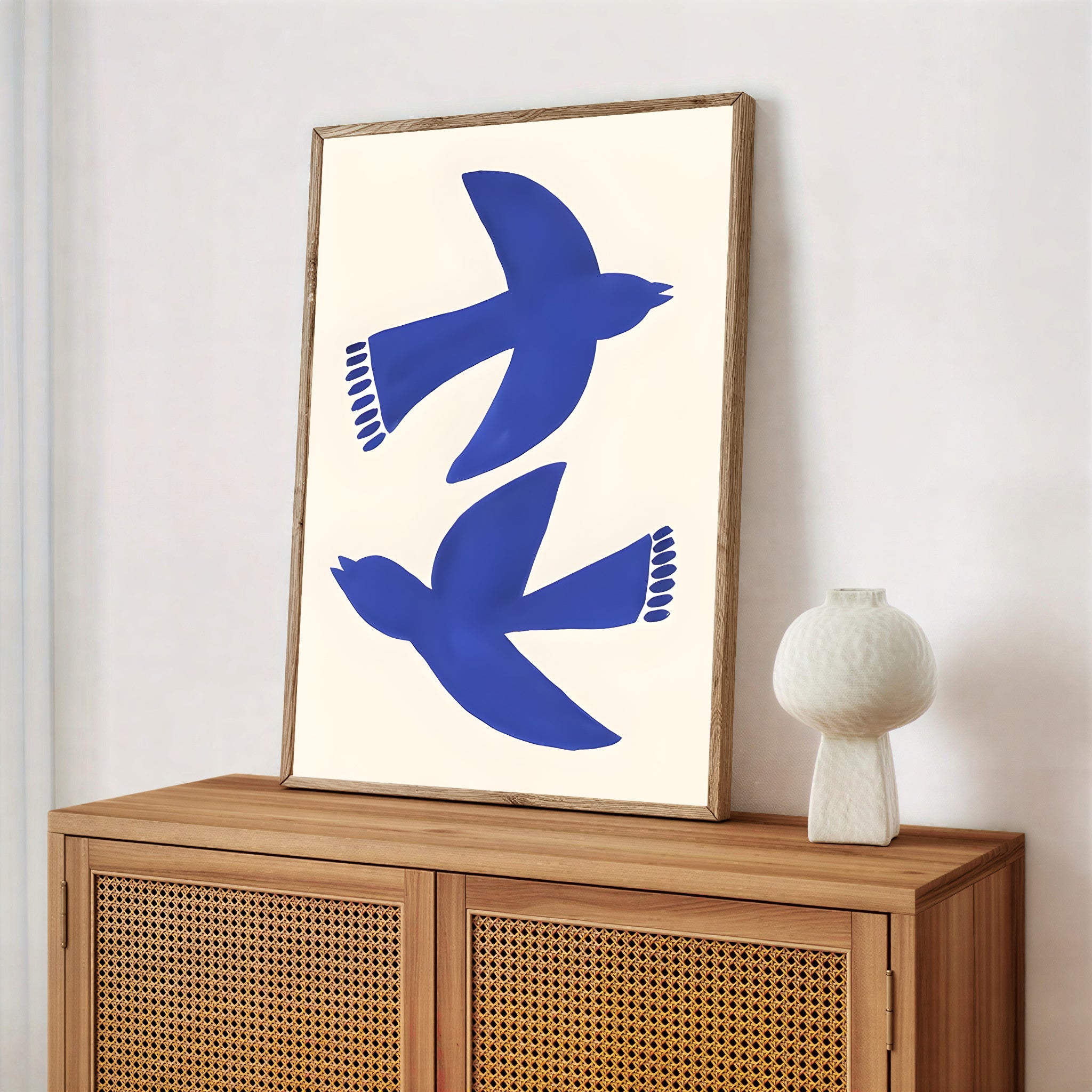 Minimalist Blue Bird Wall Art Print