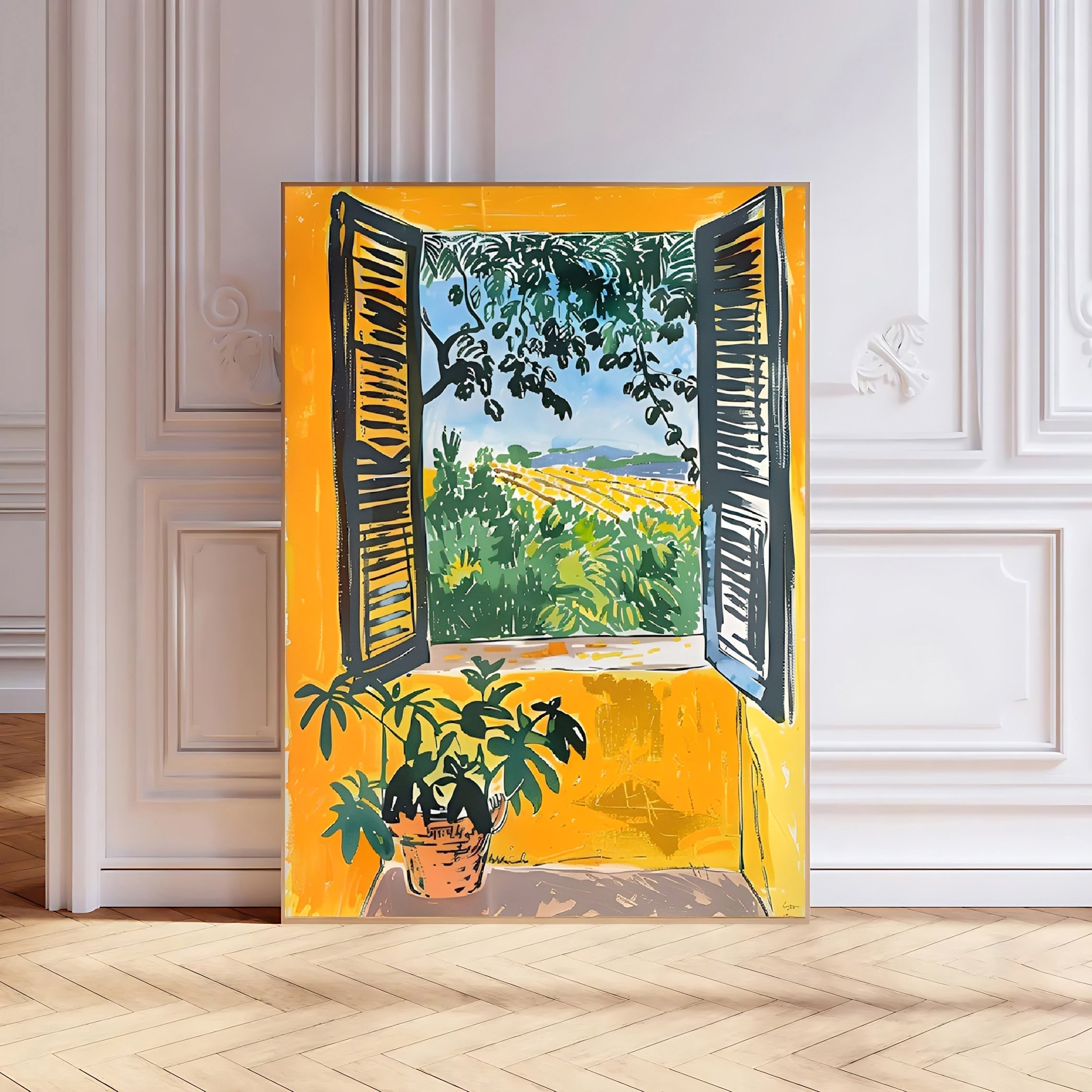 Matisse-inspired window view art print