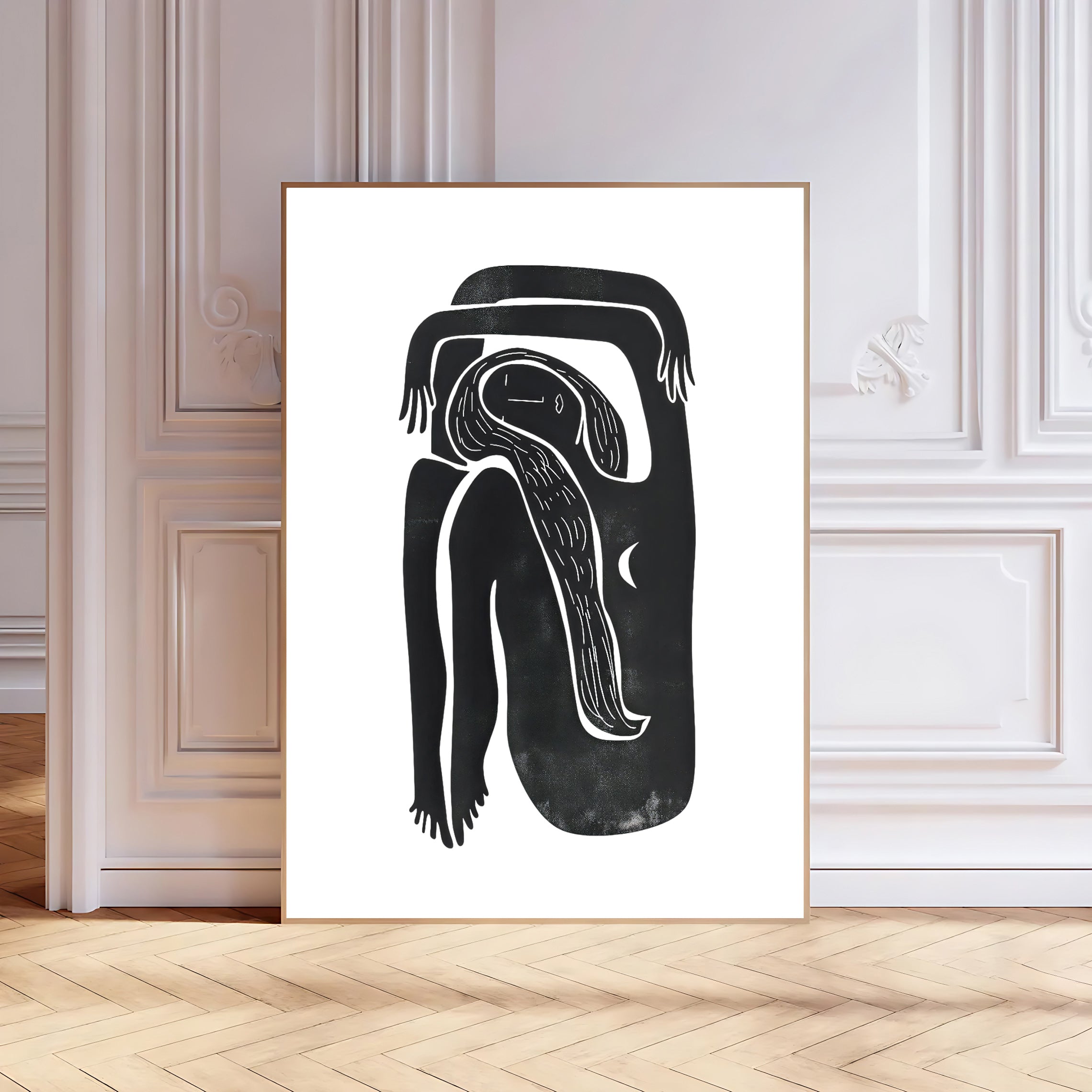 Abstract Minimalist Black Line Art Print