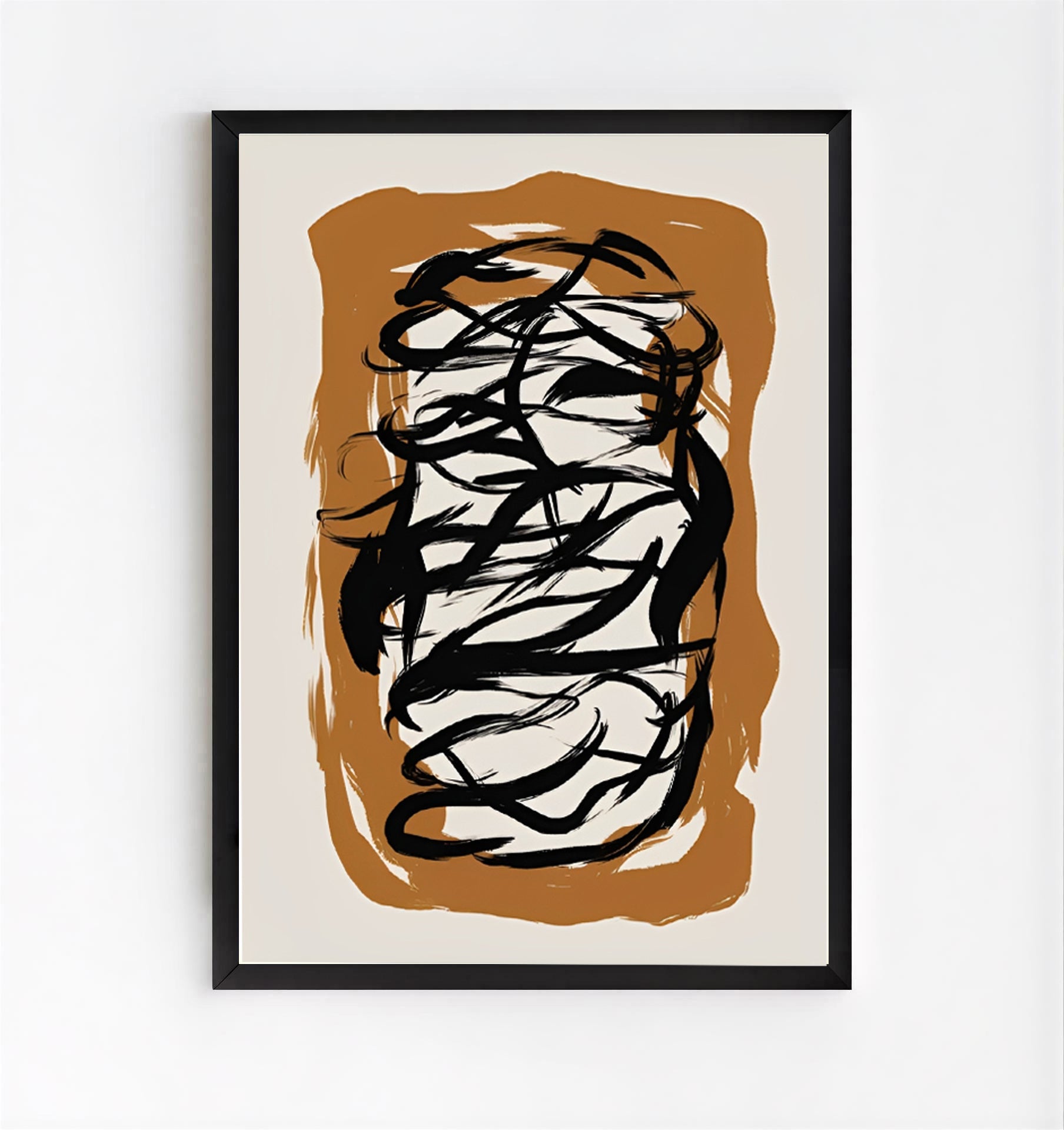 Black Abstract Brush Stroke Wall Art Print