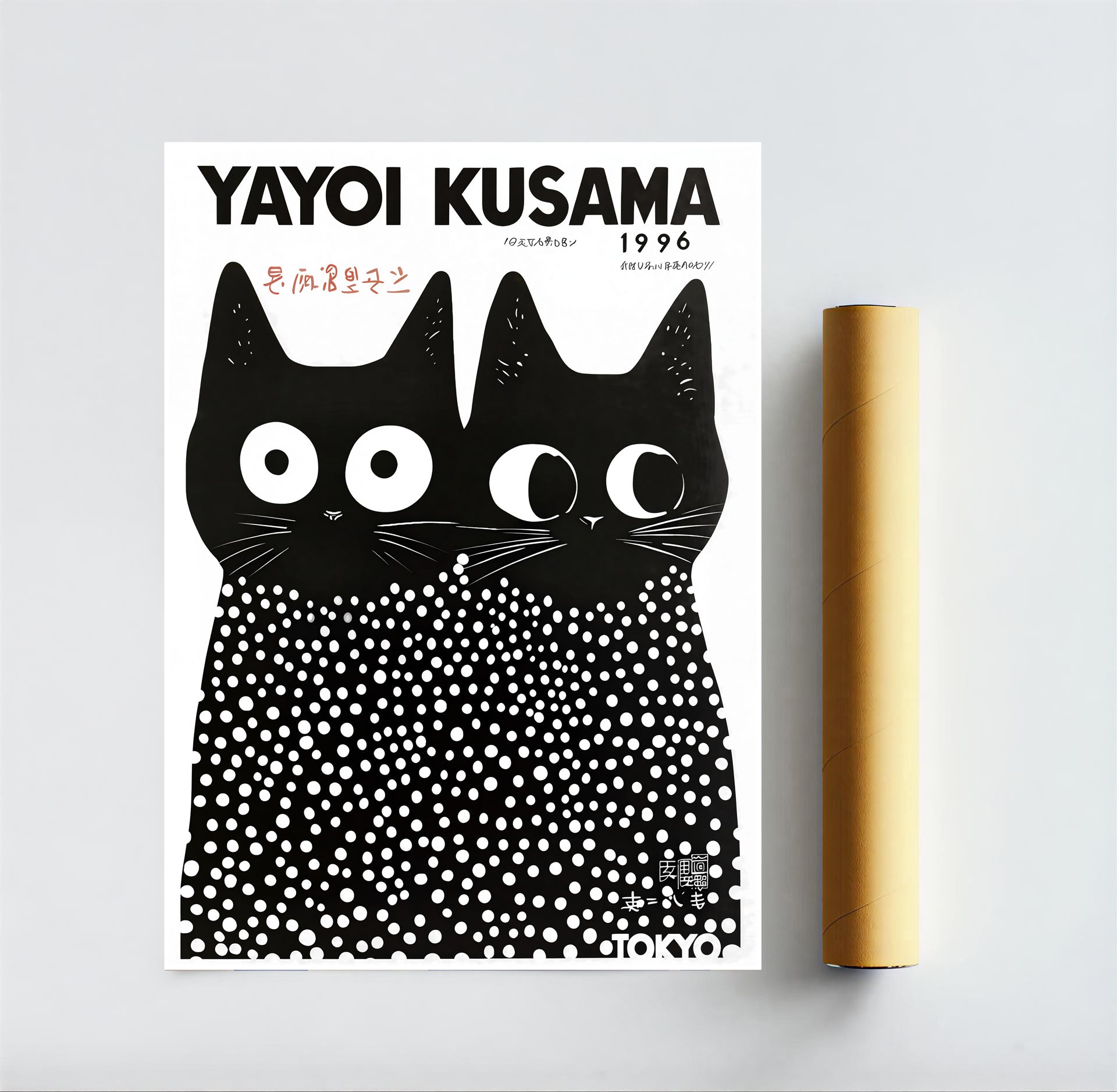 Yayoi Kusama Cat Print Poster (1996) – Polka Dot Art Wall Decor