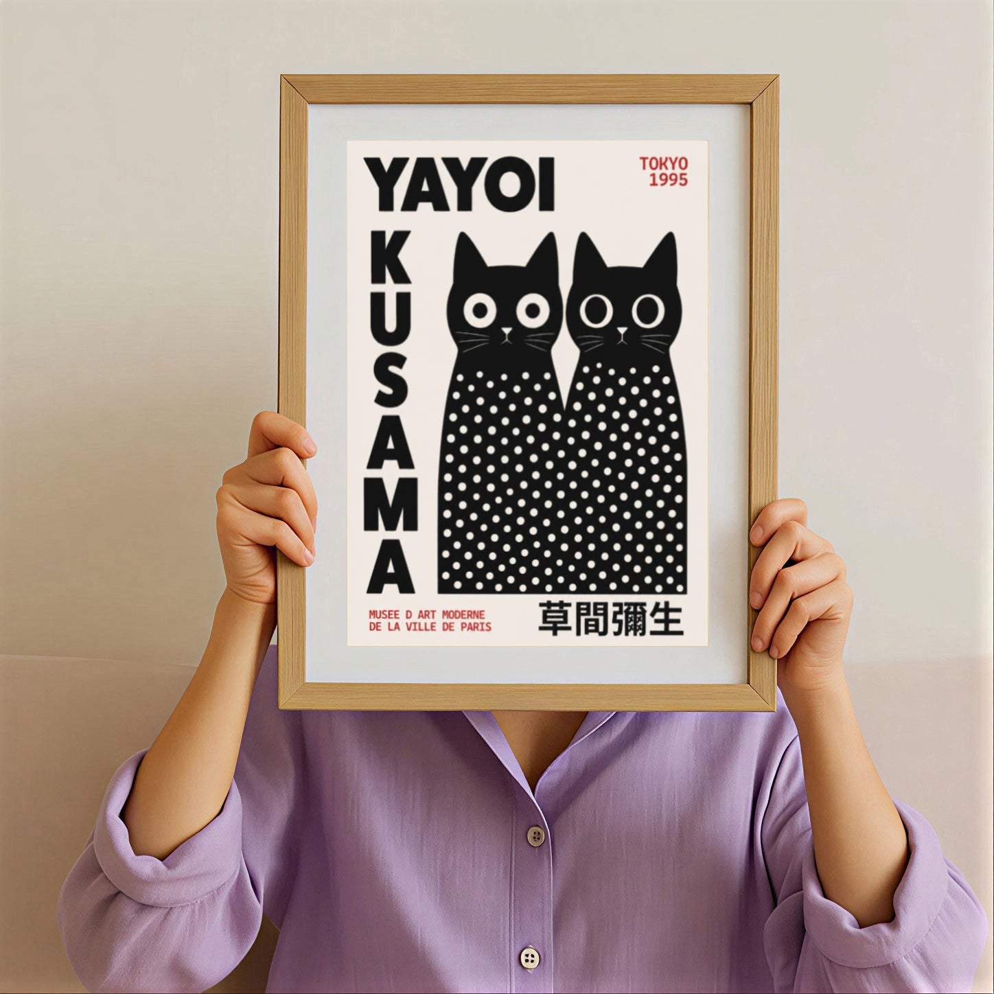 Yayoi Kusama Inspired Black Cat Poster