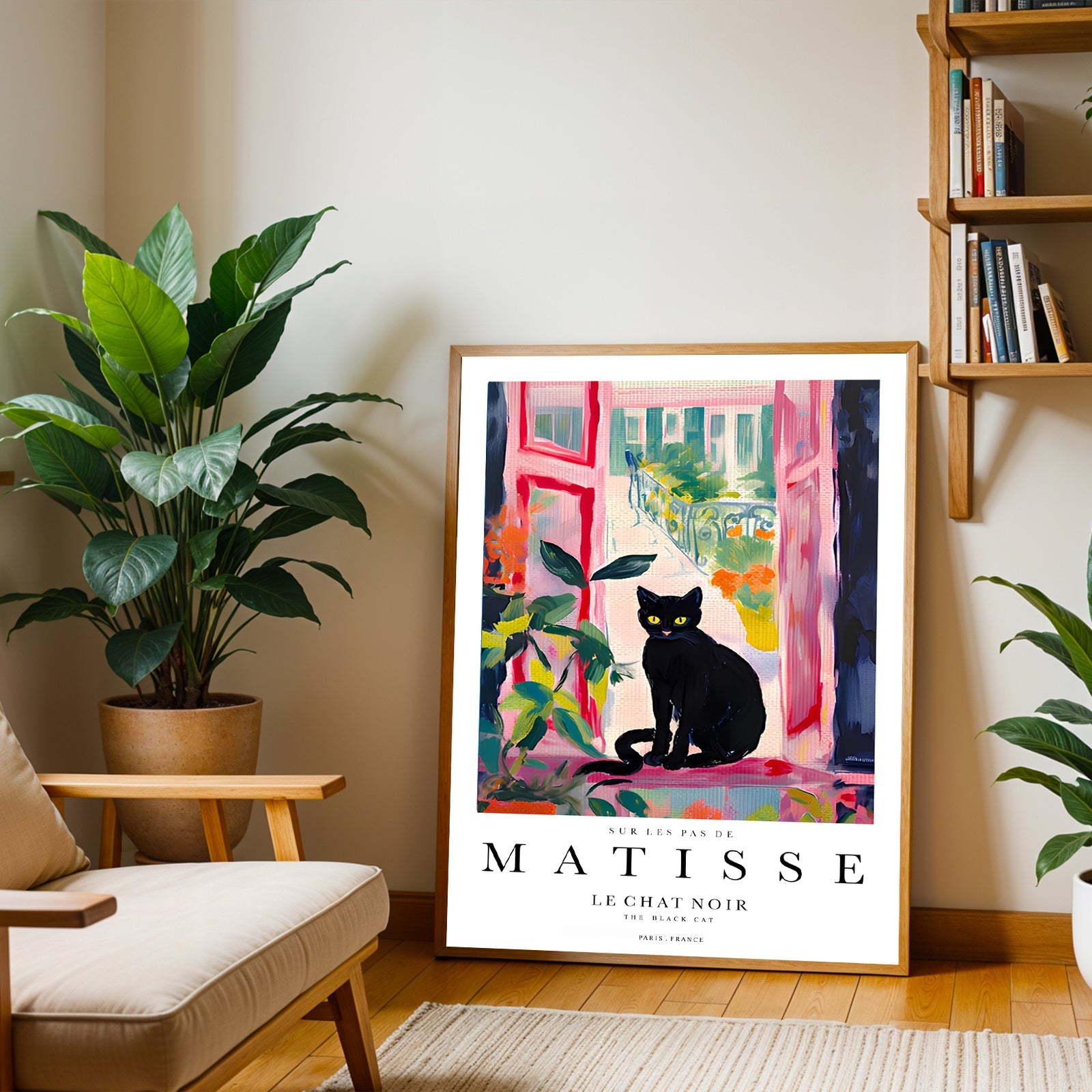 Matisse inspired black cat art print