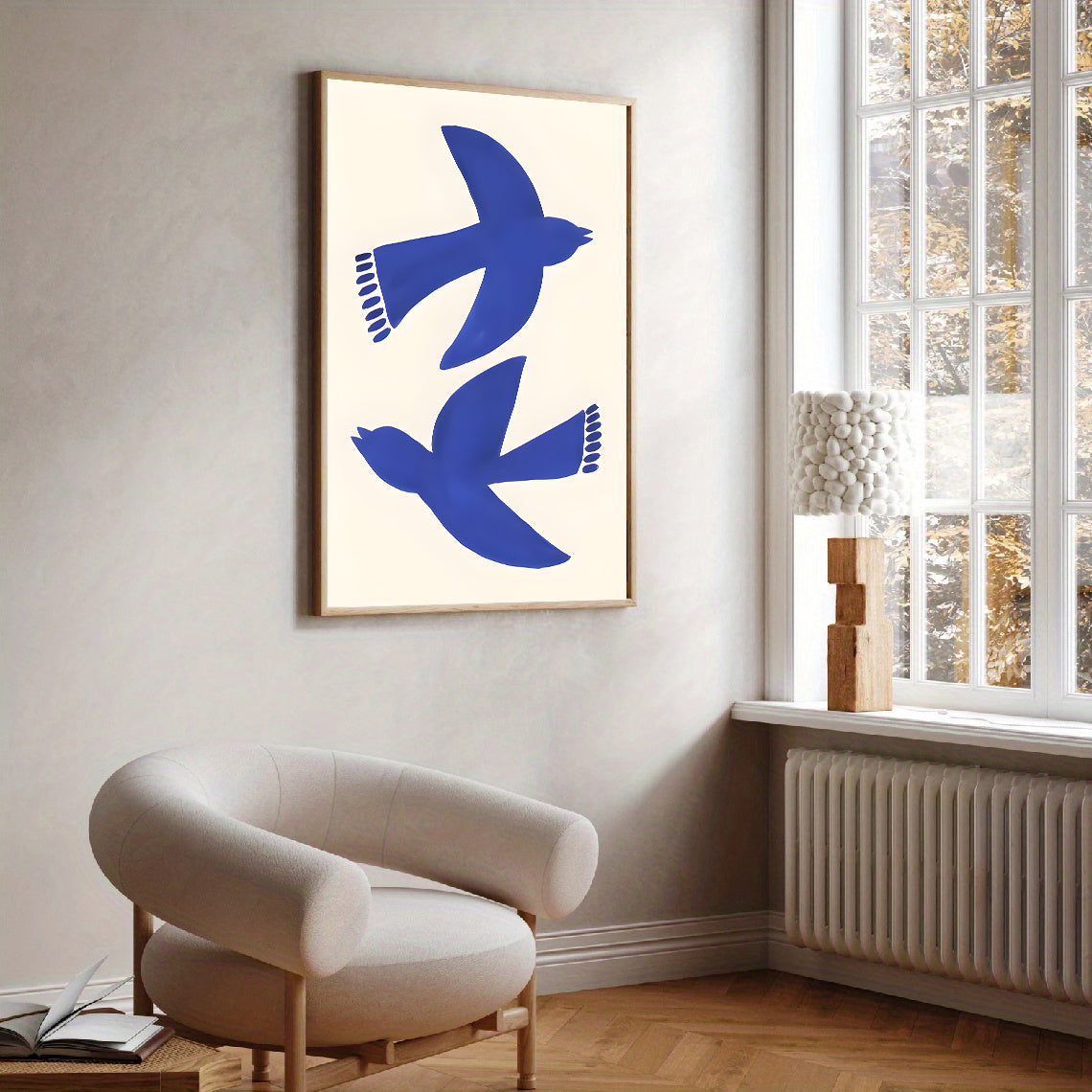 Minimalist Blue Bird Wall Art Print