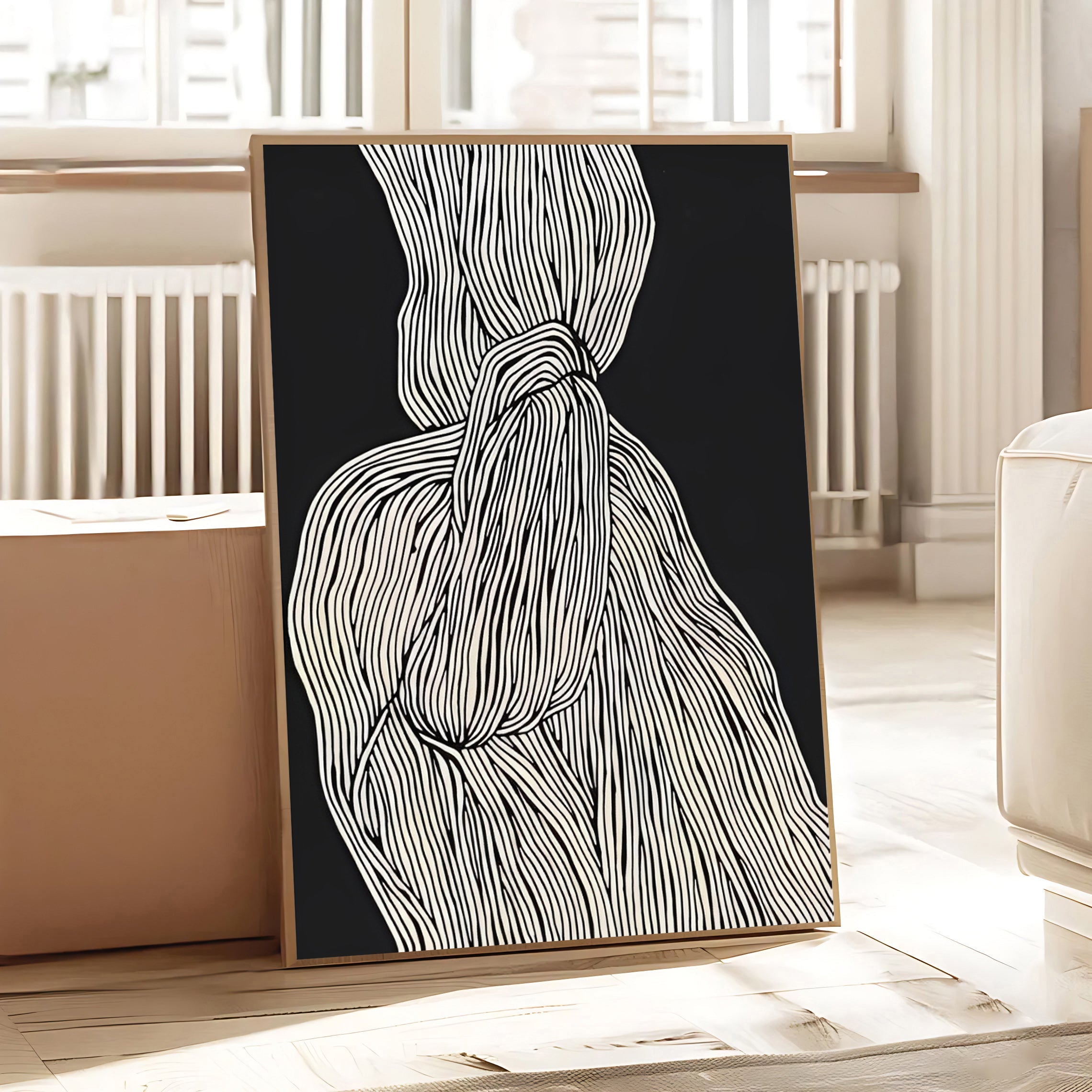 Abstract black and white wall art print