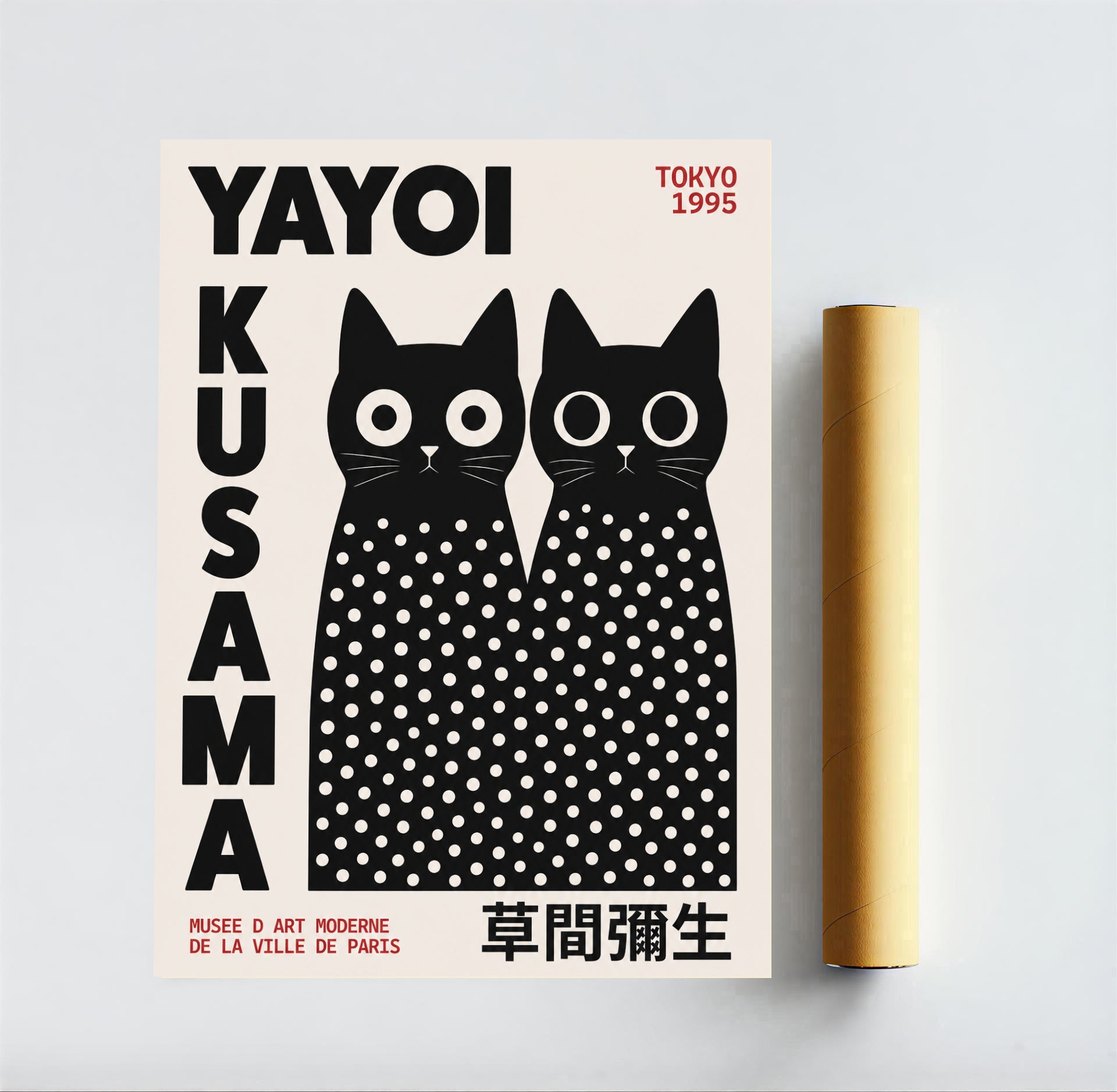 Yayoi Kusama Inspired Black Cat Poster