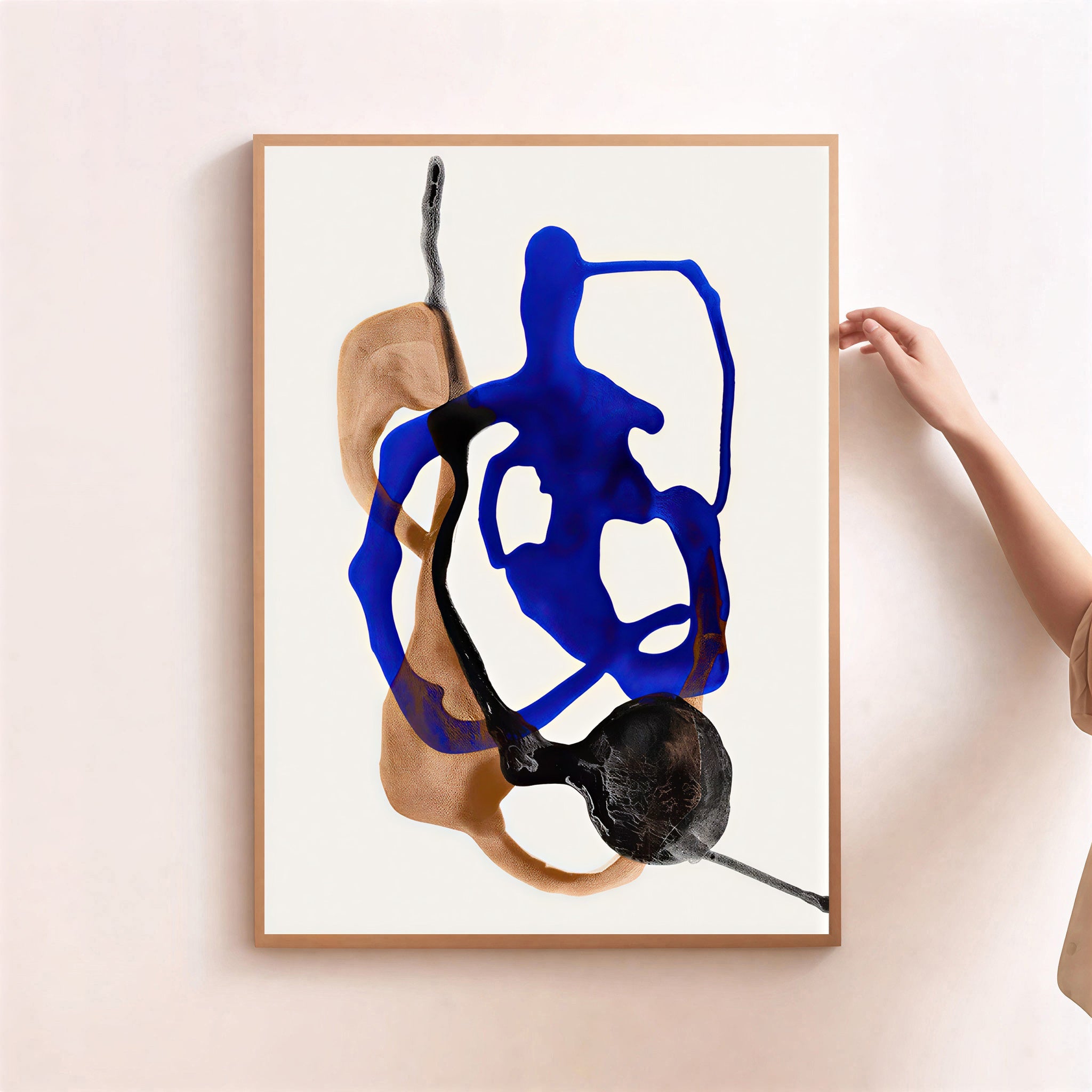 Modern abstract wall art print blue and neutral