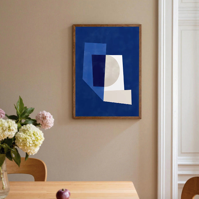 Blue abstract geometric wall art print