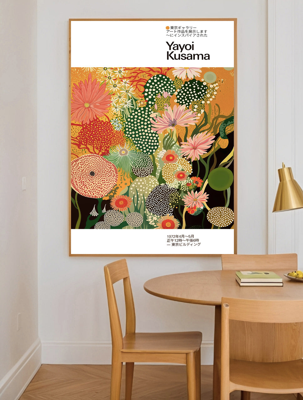 Yayoi kusama inspired floral polka dot poster print